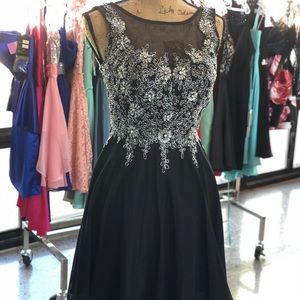 Black with silver detail cocktail dress